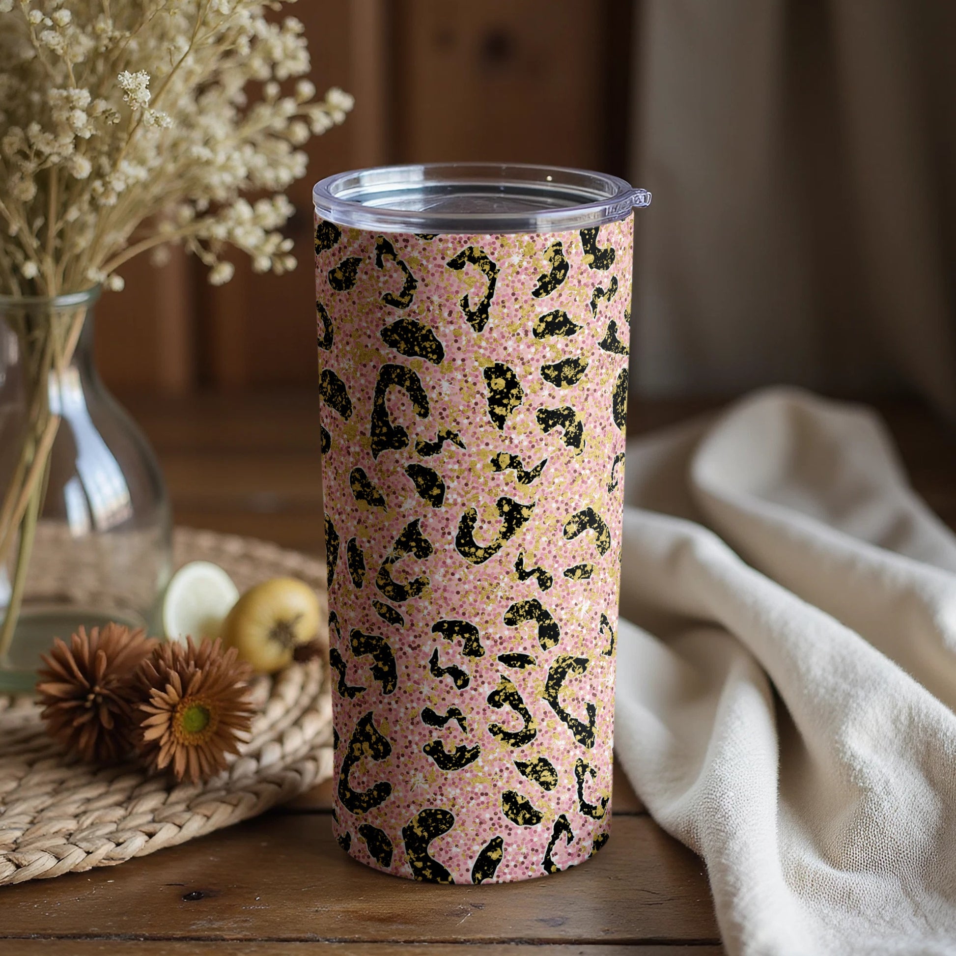 Stylish Leopard Print Insulated Tumbler Cup