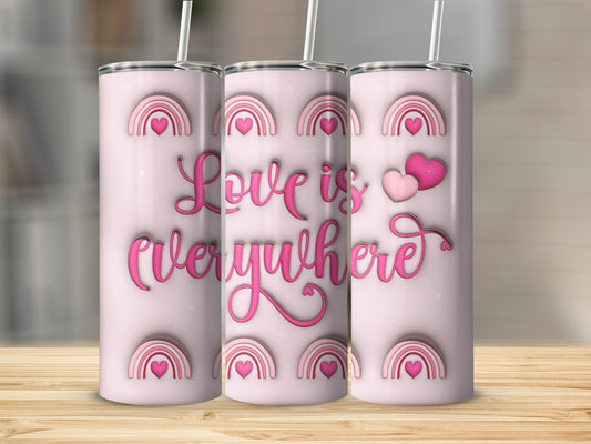 Love Is Everywhere Rainbow Hearts Tumbler
