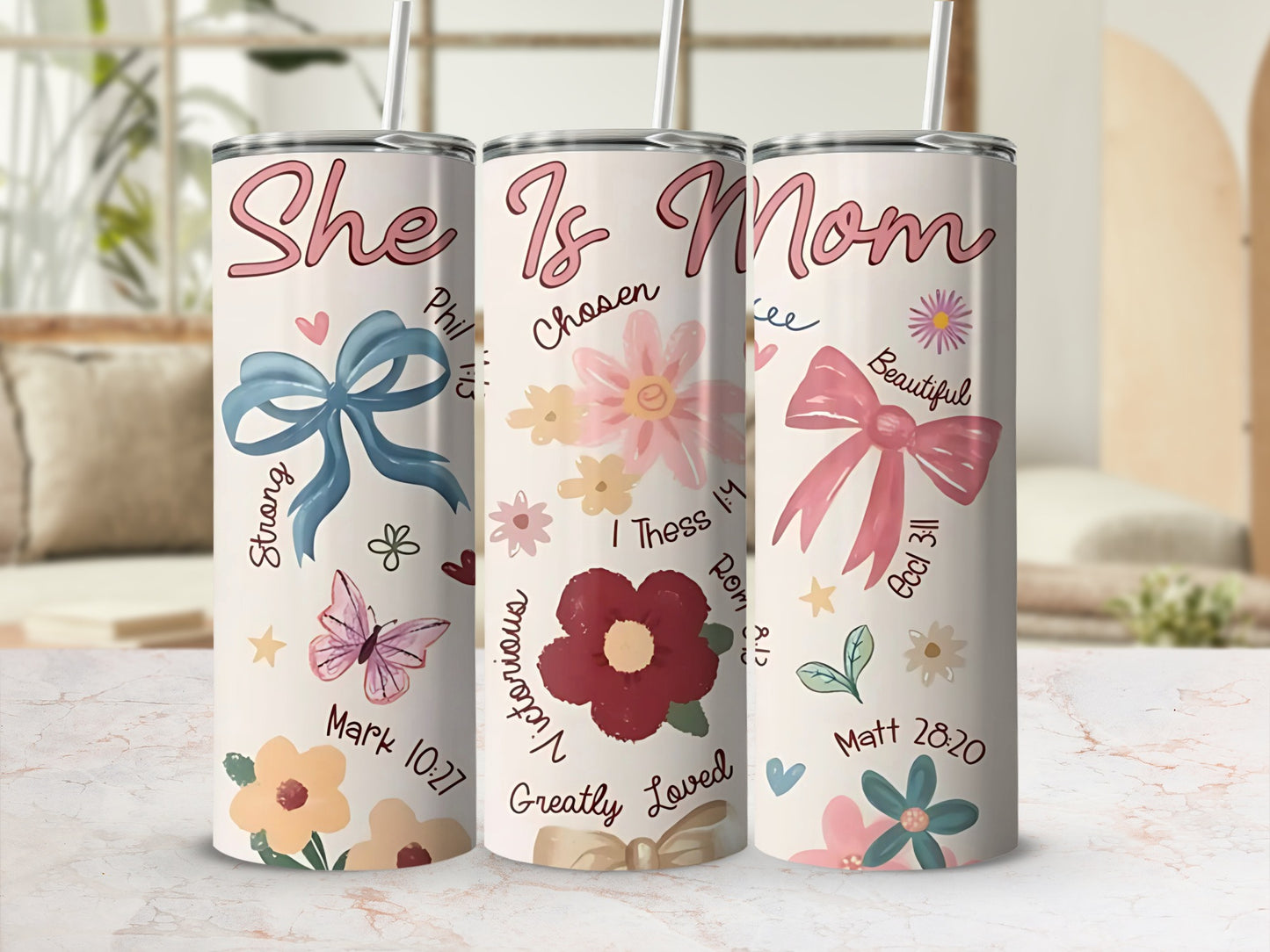 'She Is Mom Beautiful Strong Loved Design'