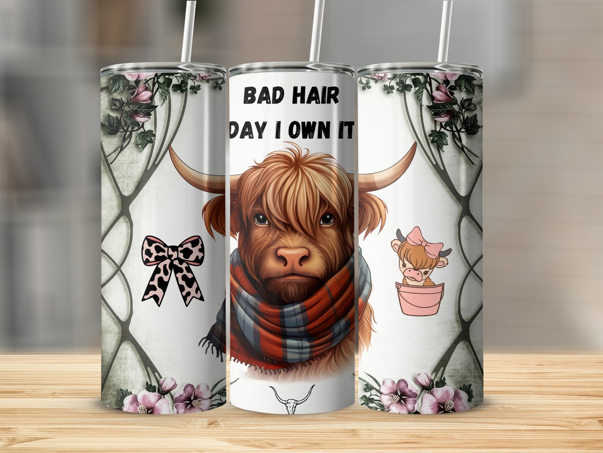 Bad Hair Day I Own It Highland Cow Insulated Tumbler