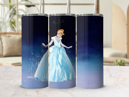 Elegant Cinderella Design on Midnight Blue Tumbler