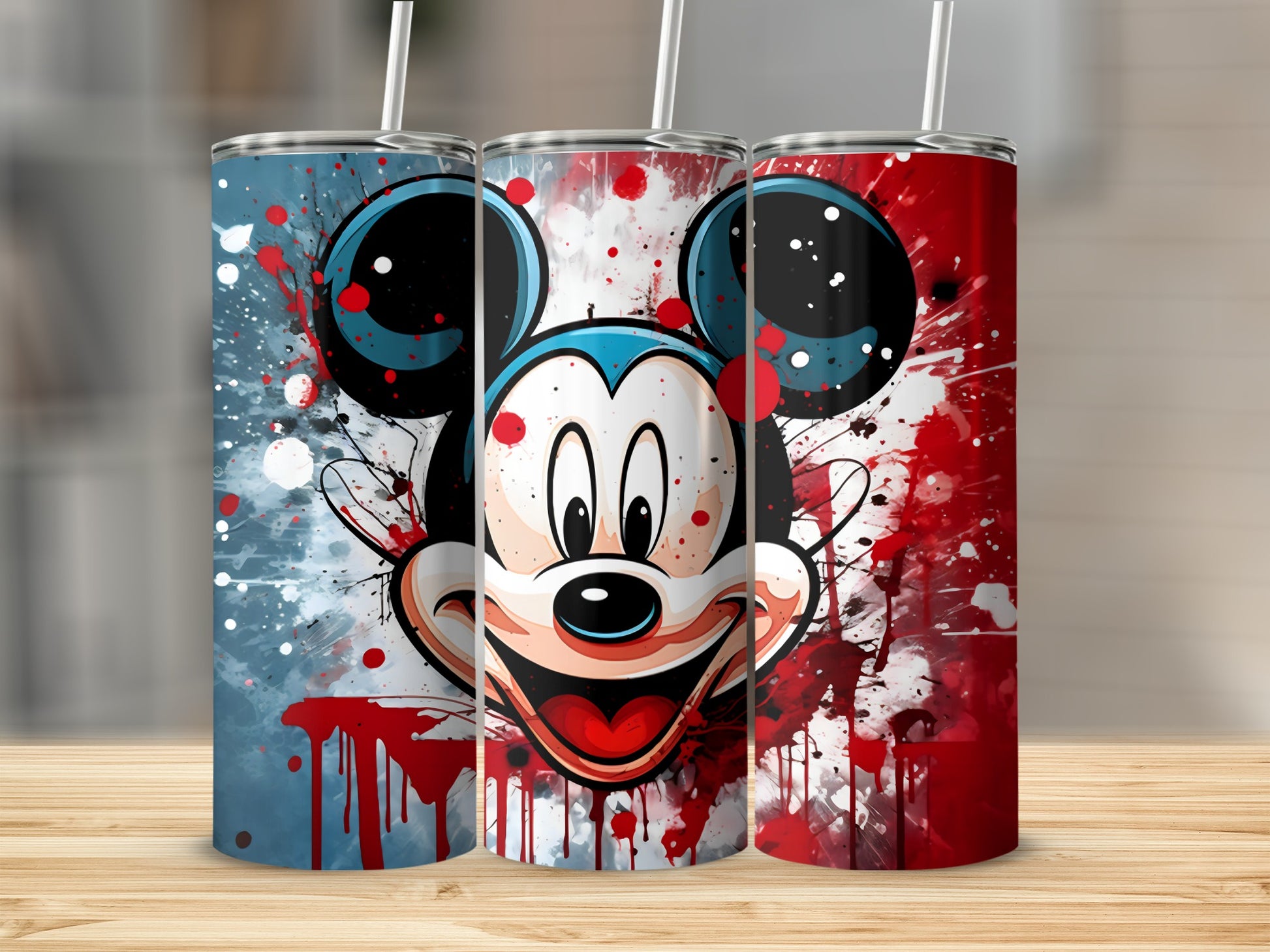Colorful Cartoon Character Splattered Design Tumbler