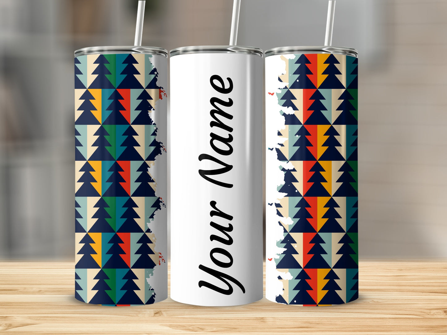 Personalized Forest Design Tumbler With Straw Drinkware