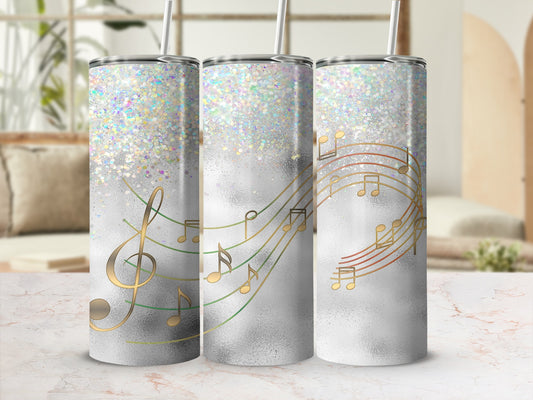 Glitter Music Notes Treble Clef Silver product type