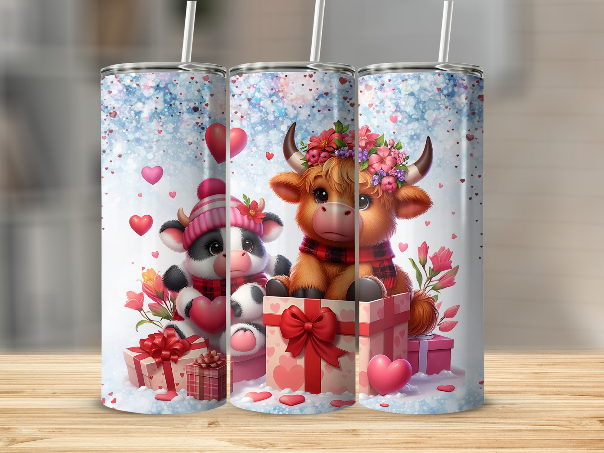 Adorable Cow and Bull Designs Valentine's Tumbler