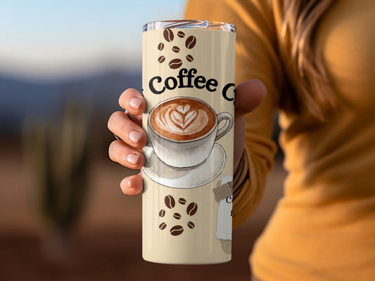 Coffee Cup Design Travel Mug with Latte Art Tumbler