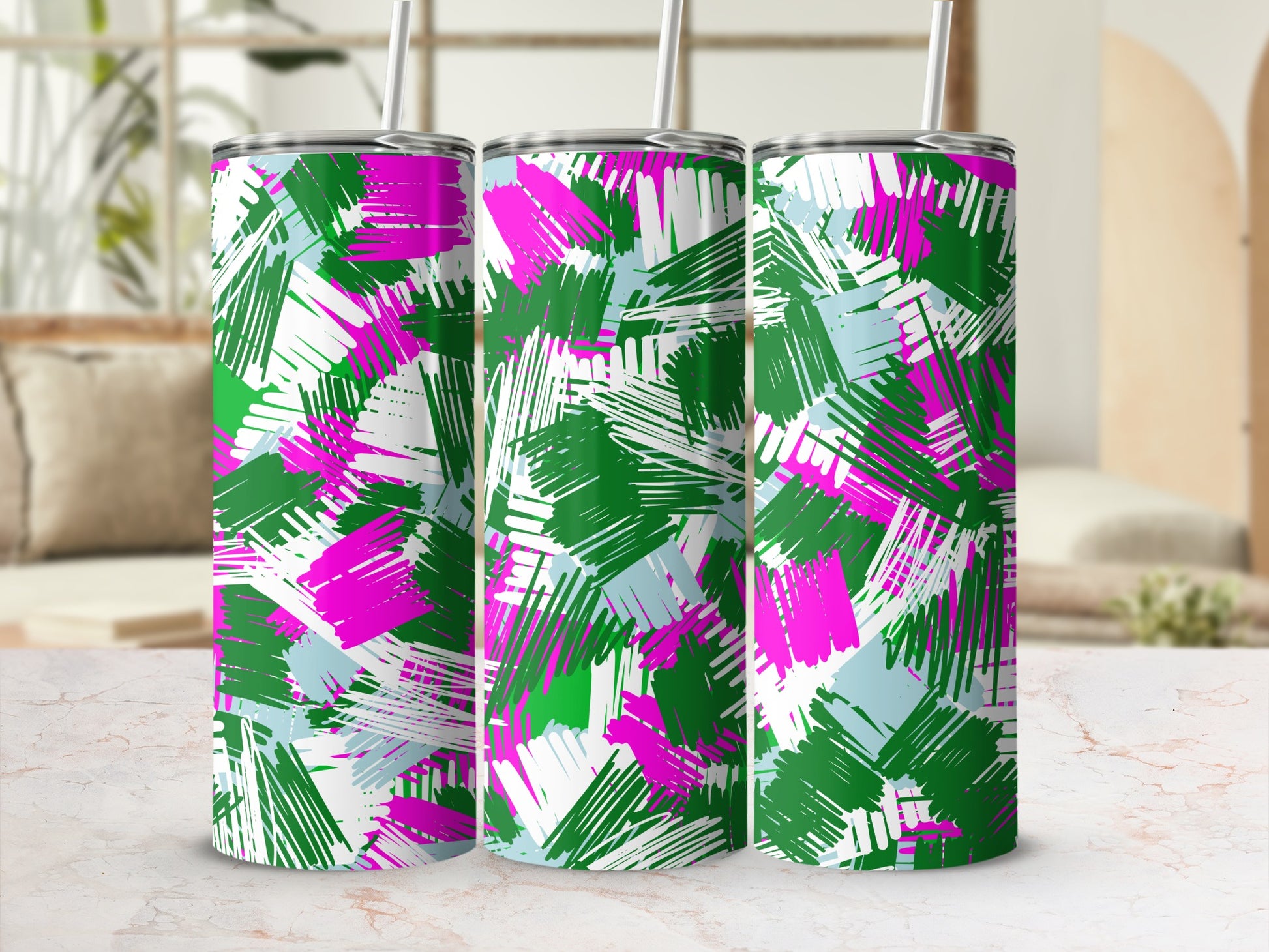 Colorful Abstract Brush Strokes Tumbler Cup Design
