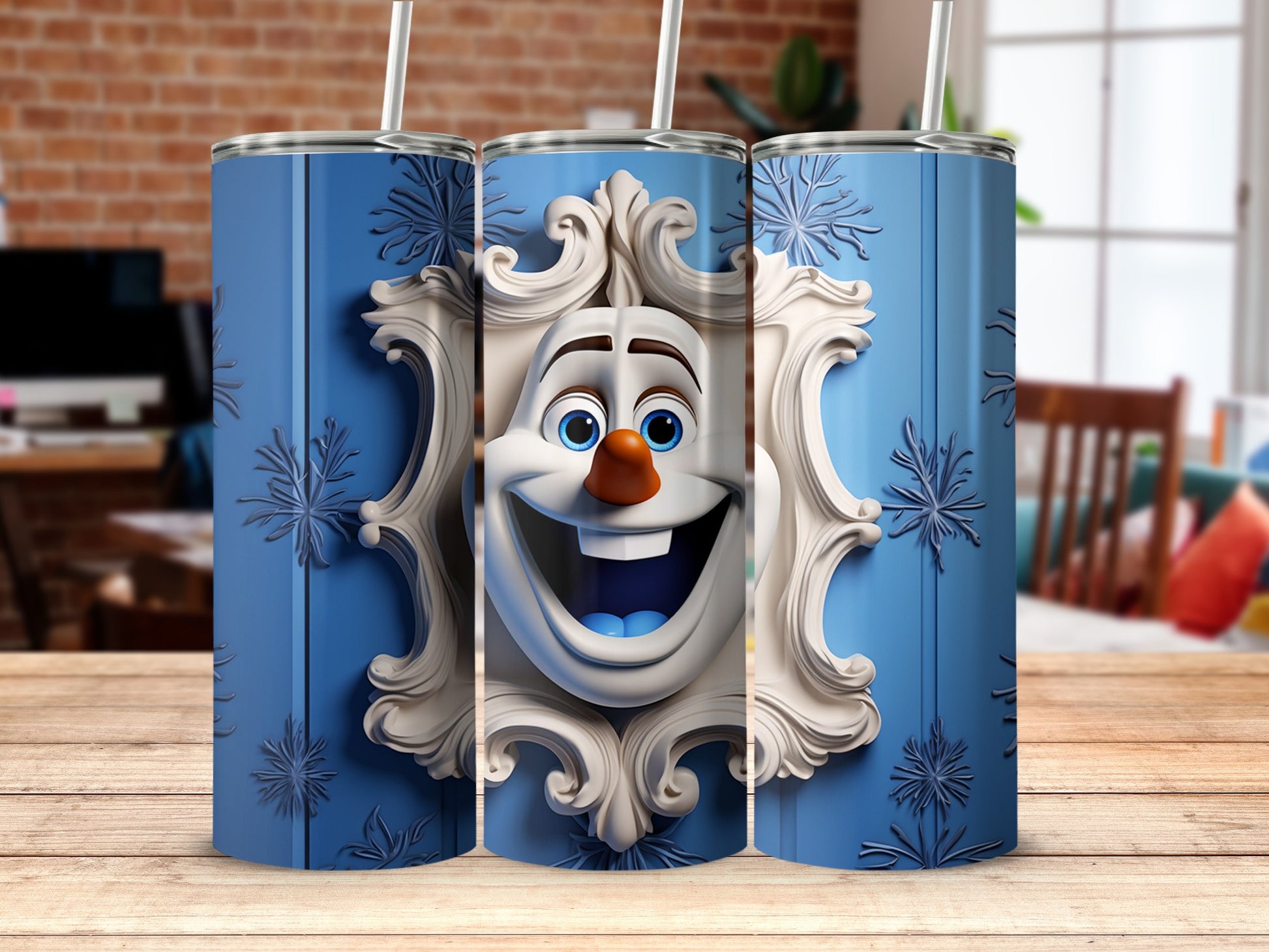 Cheerful Snowman Character Tumbler With Winter Theme
