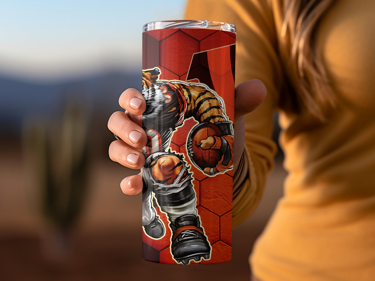 Football Player Artwork Tumbler Cup