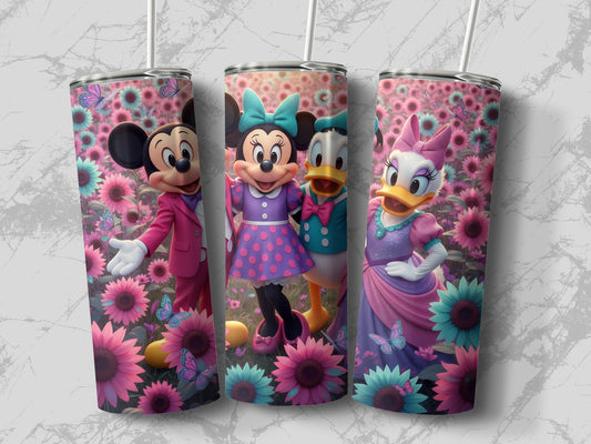 Disney Characters Floral Themed Tumbler 20oz