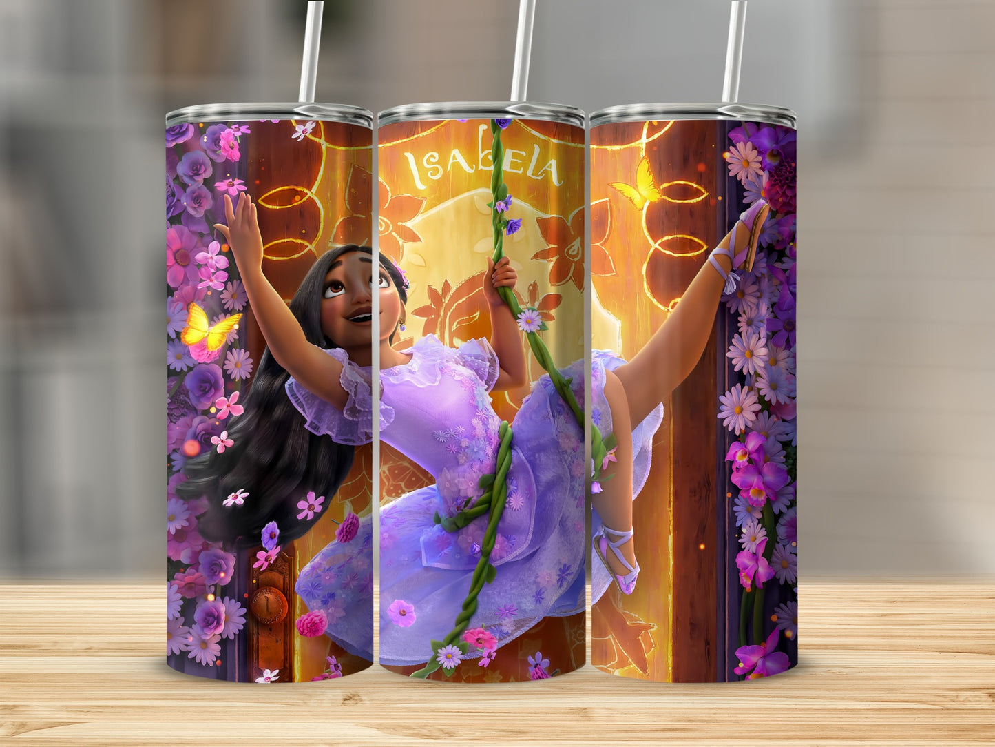 Magical Flower Garden Scene Tumbler with Straw