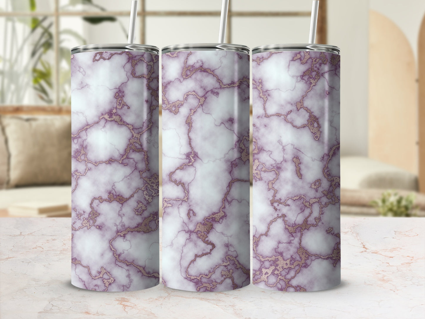 Elegant Purple Gold Marble Pattern Tumbler product type