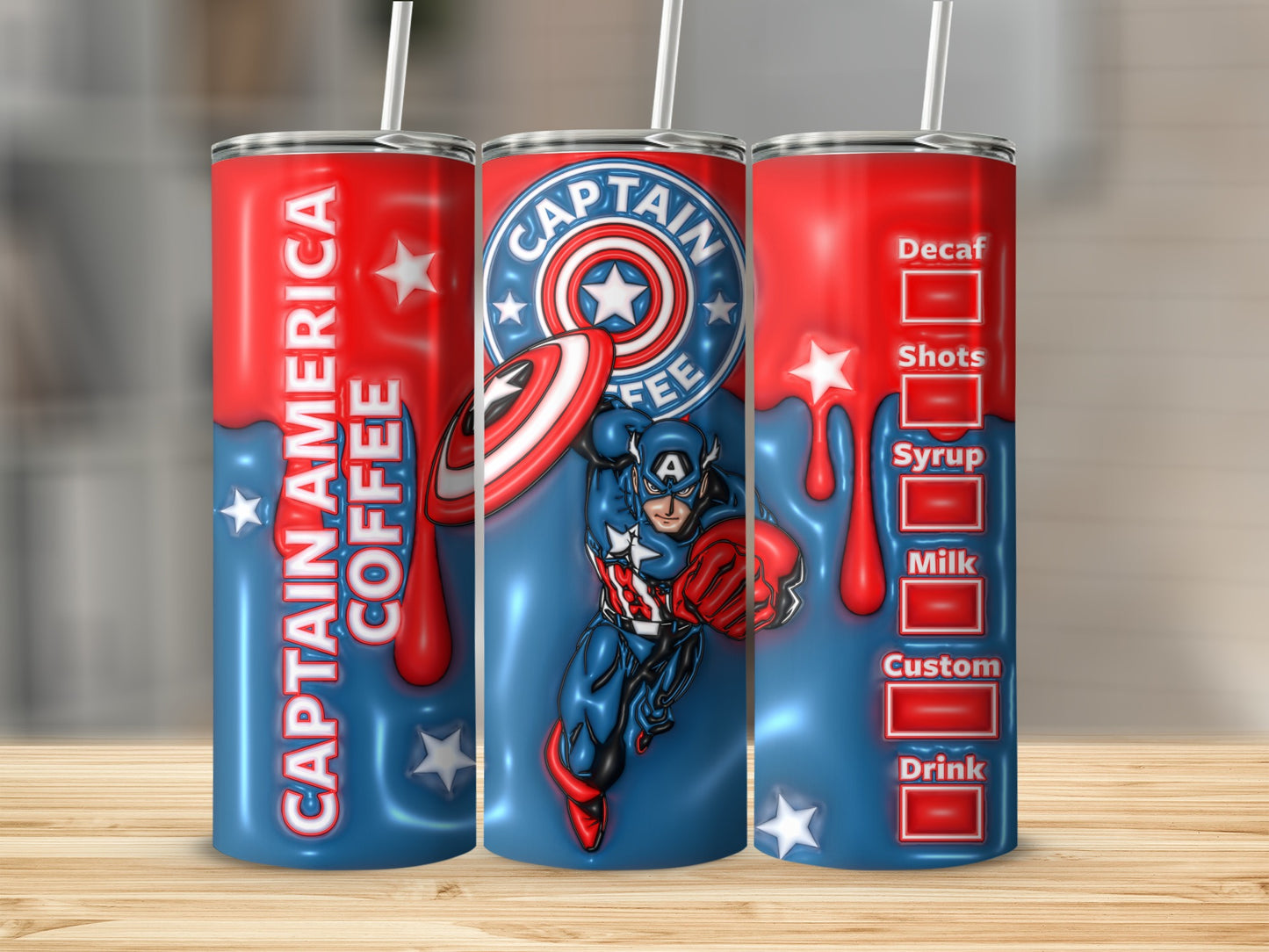 Captain America Coffee Themed Tumbler