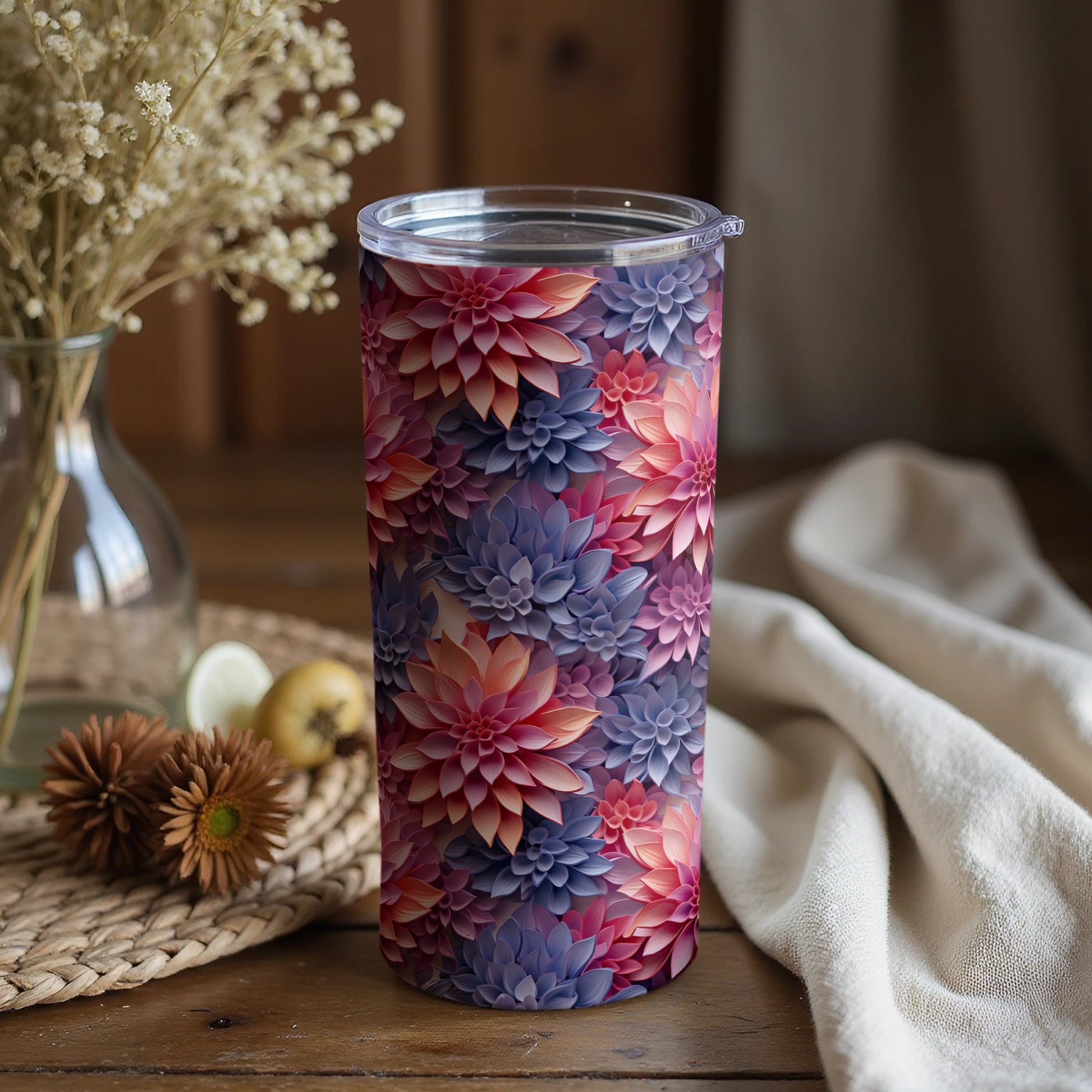 Floral Multicolor Insulated Travel Tumbler Cup