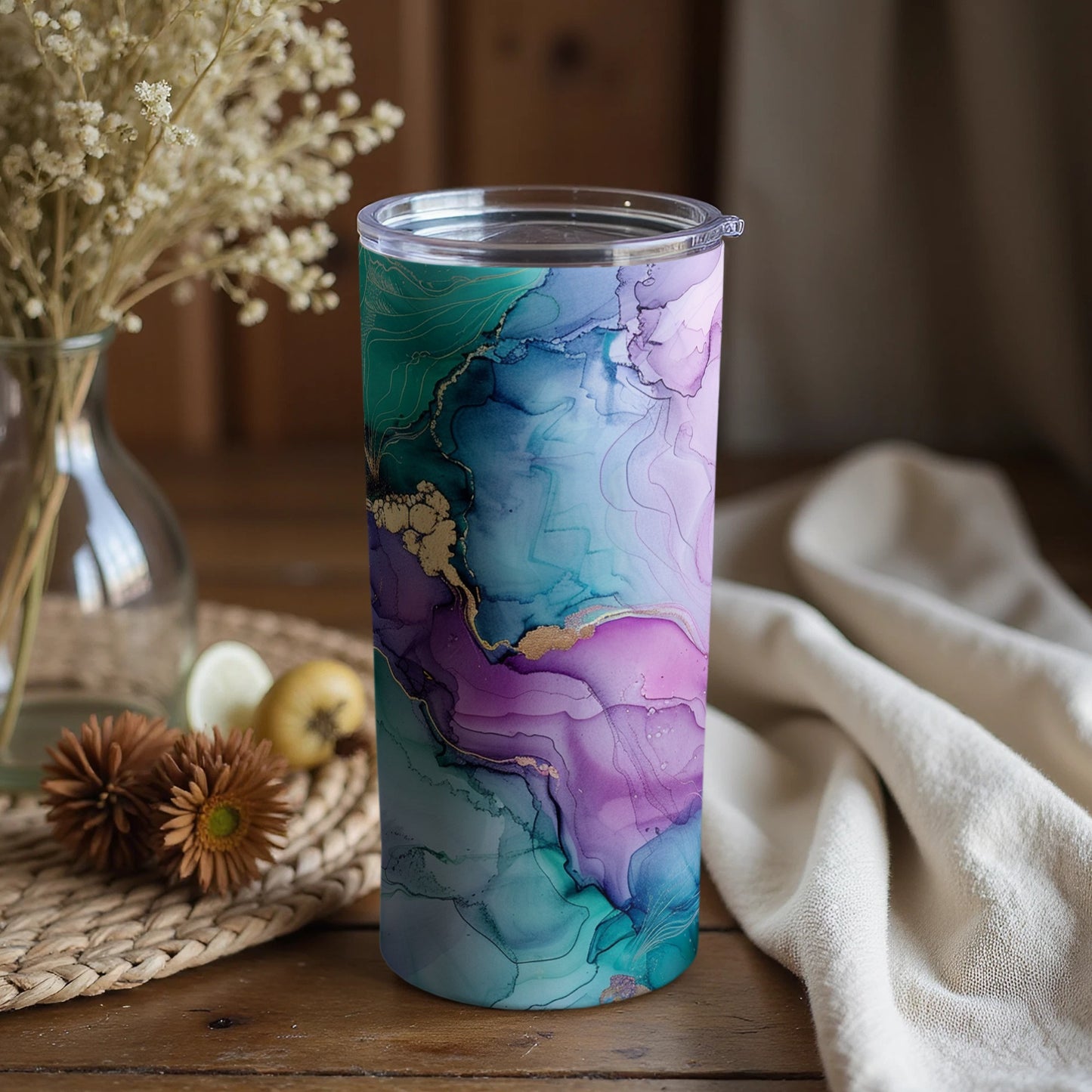 Elegant Abstract Marble Design Travel Tumbler Cup