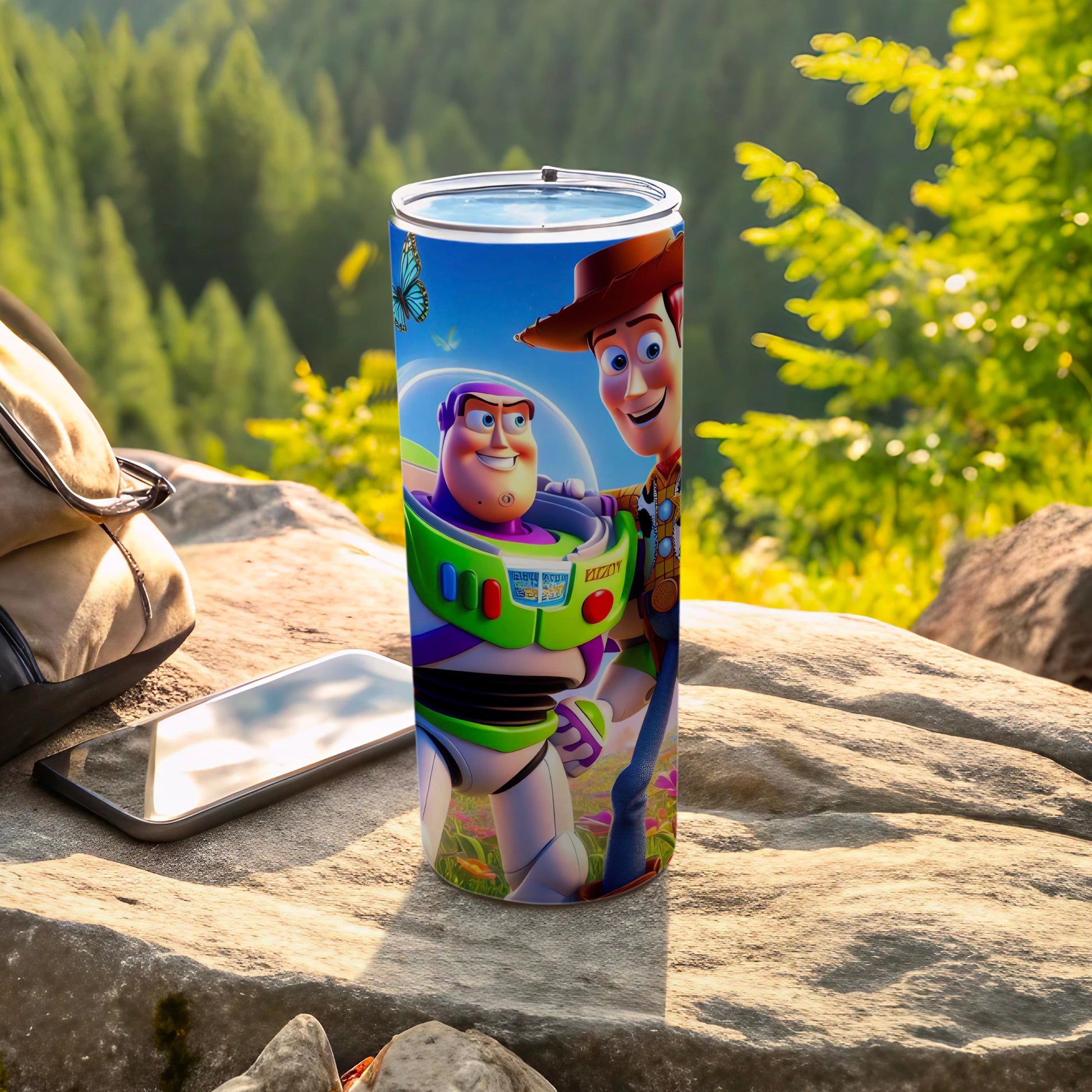 Buzz and Woody Themed Tumbler with Lid for Travel