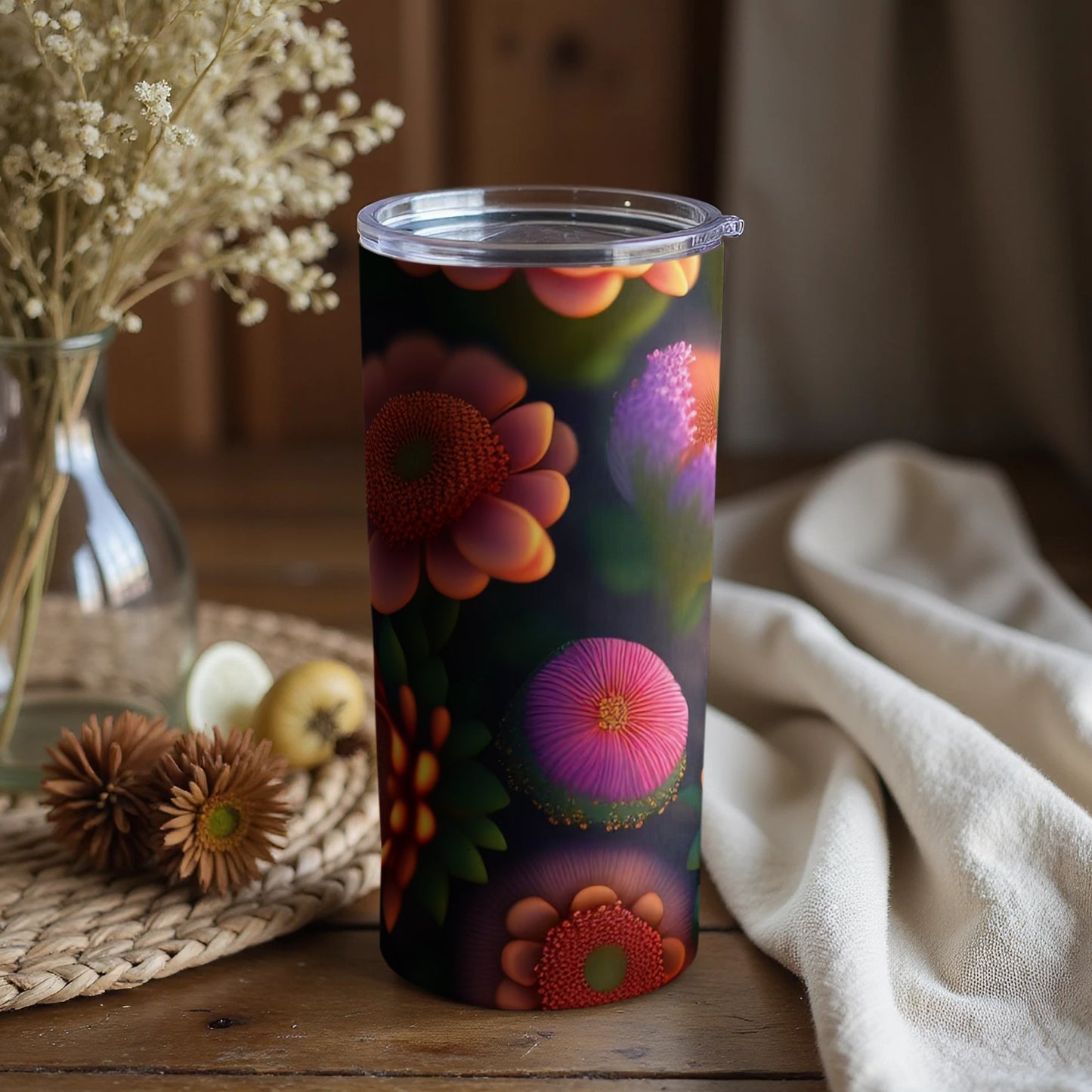 Colorful Floral Print Tumbler for Beverages