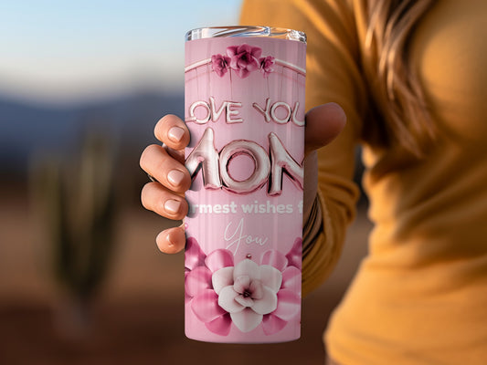 Love You Mom Floral Themed Tumbler Drinkware Item