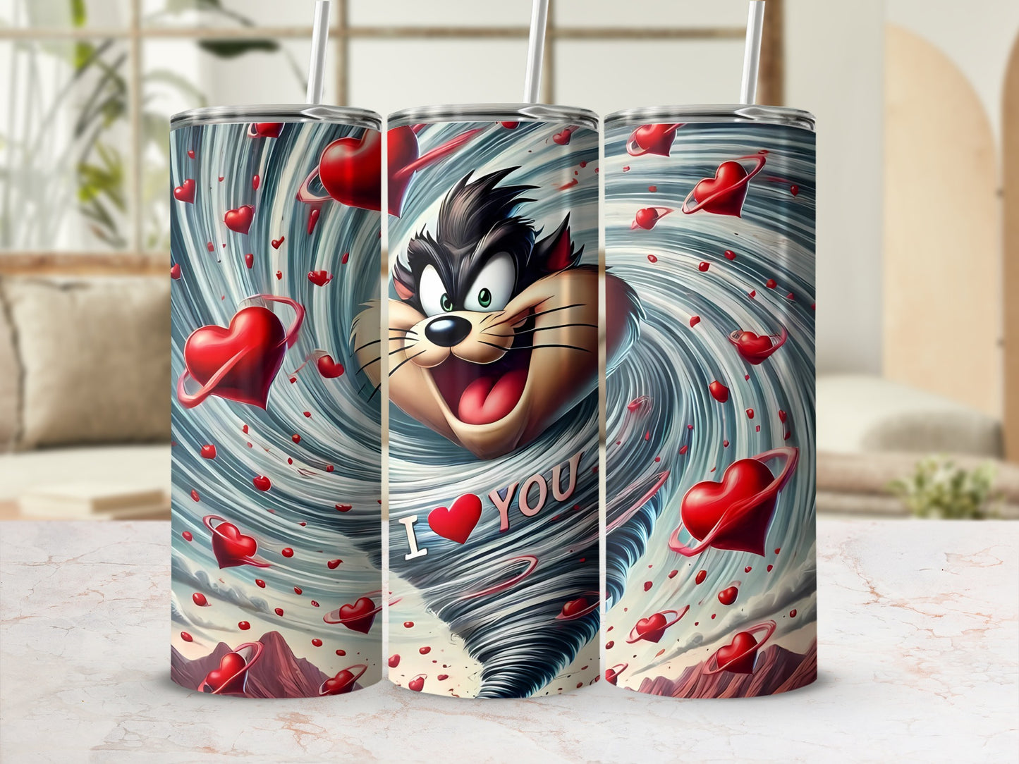I Love You Cartoon Character Hearts Tumbler