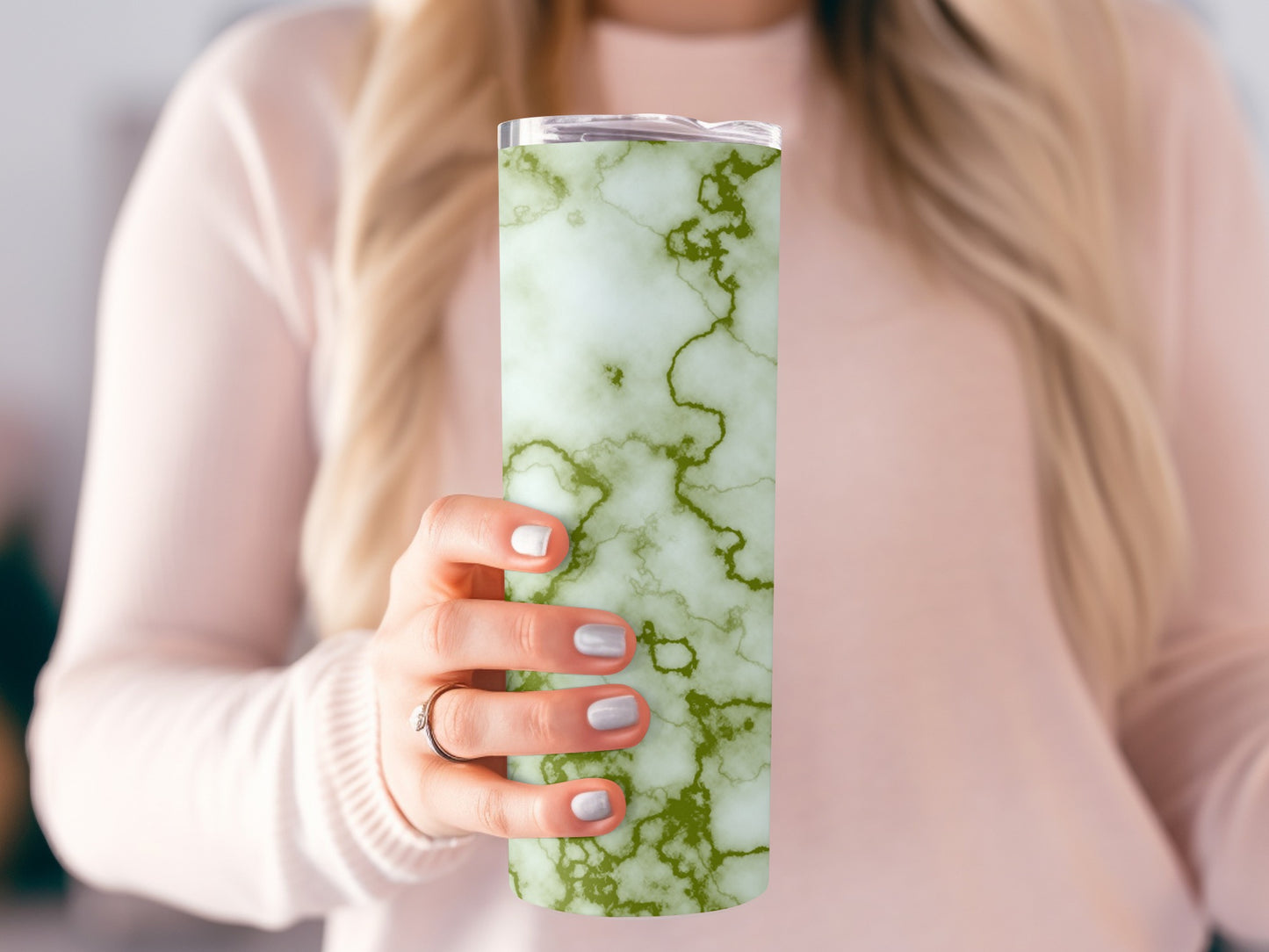 Marble Green Lines With Abstract Design Tumblers