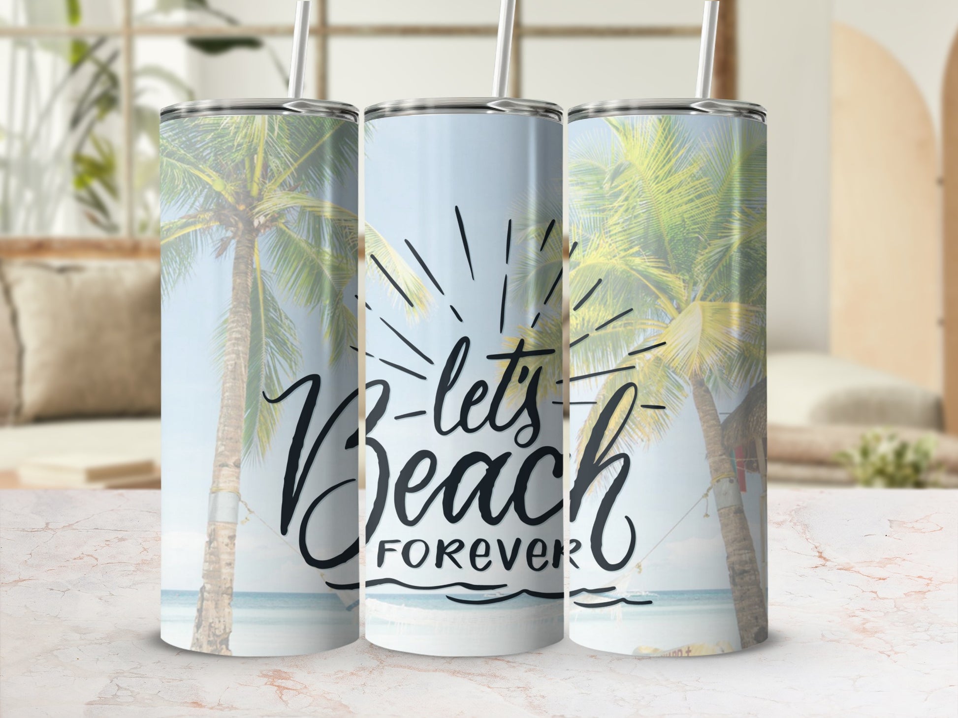 Let's Beach Forever Colorful Tall Tumbler