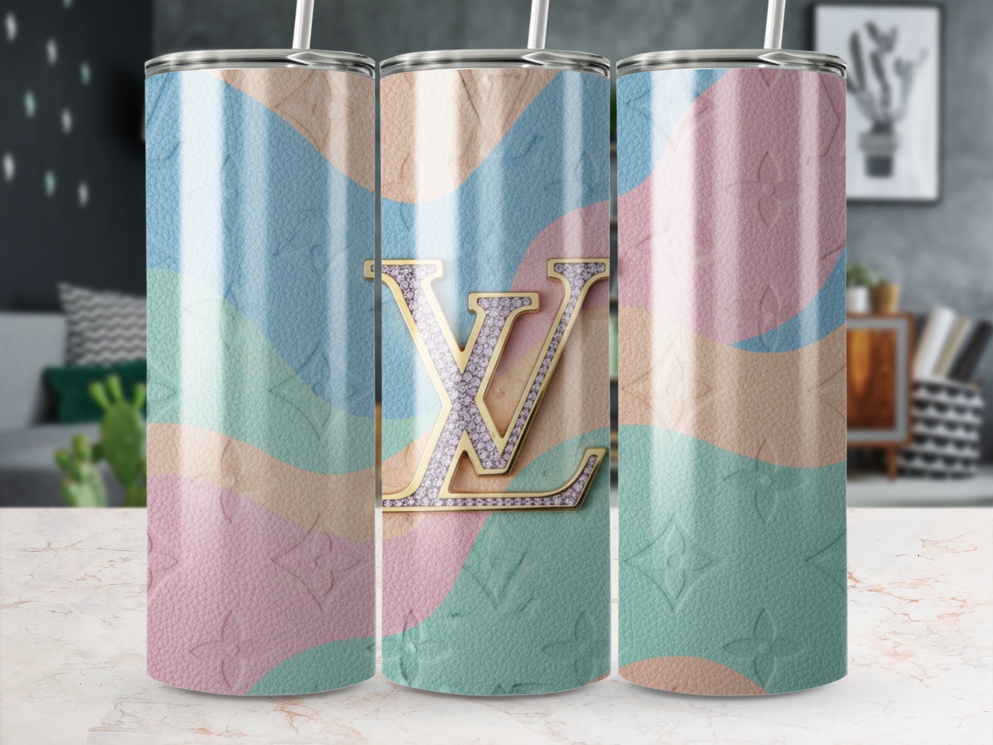 Pastel Wave Design Customizable Tumbler Cup