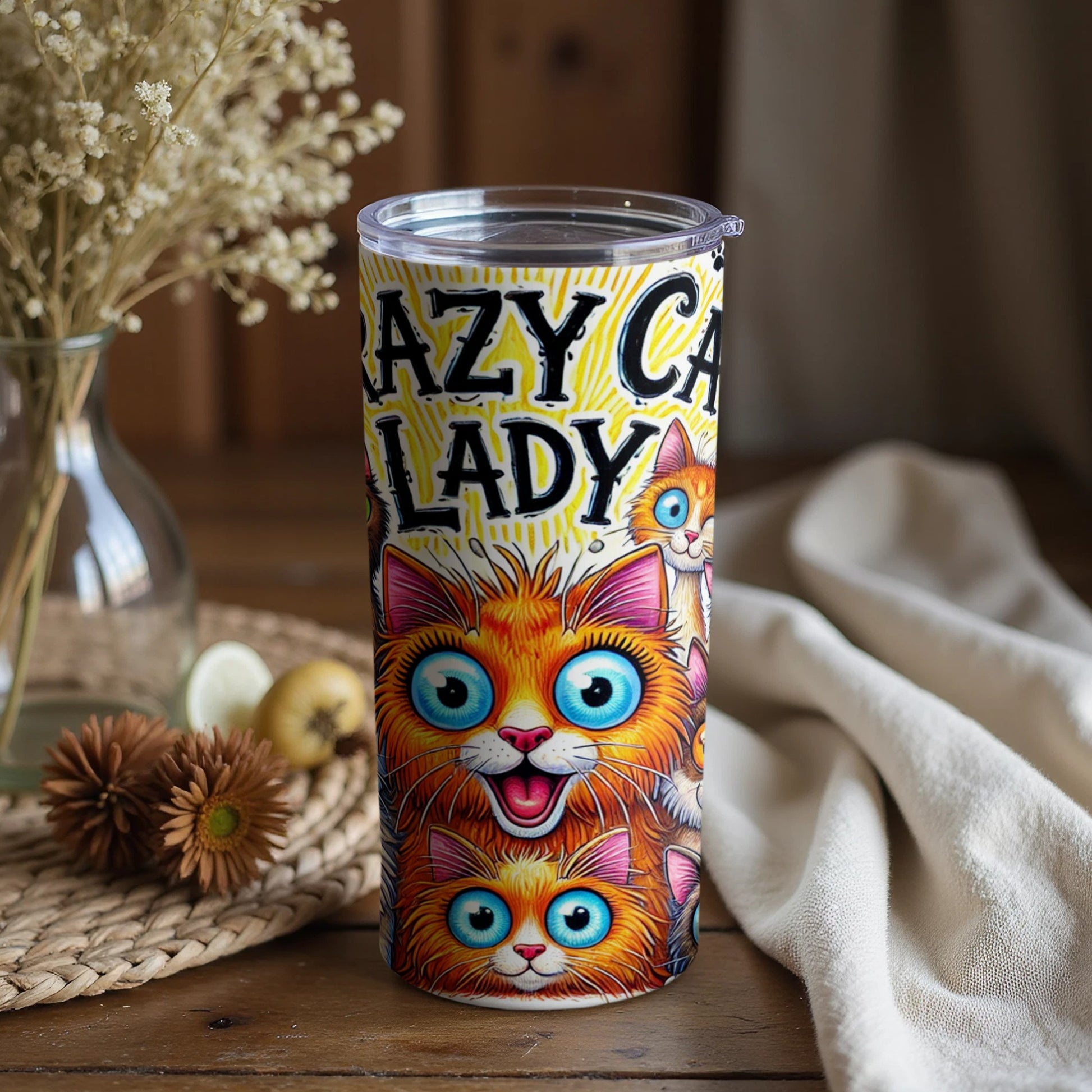 Crazy Cat Lady Colorful Travel Tumbler Cup