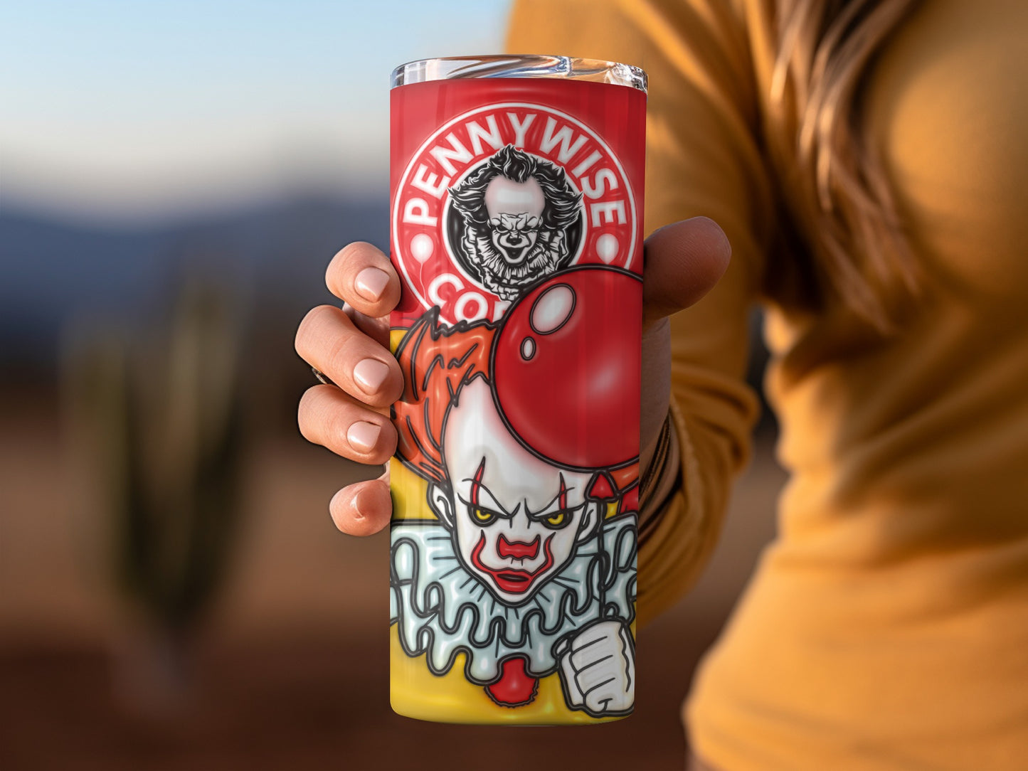 Pennywise Clown Themed Tumbler for Horror Fans Tumbler