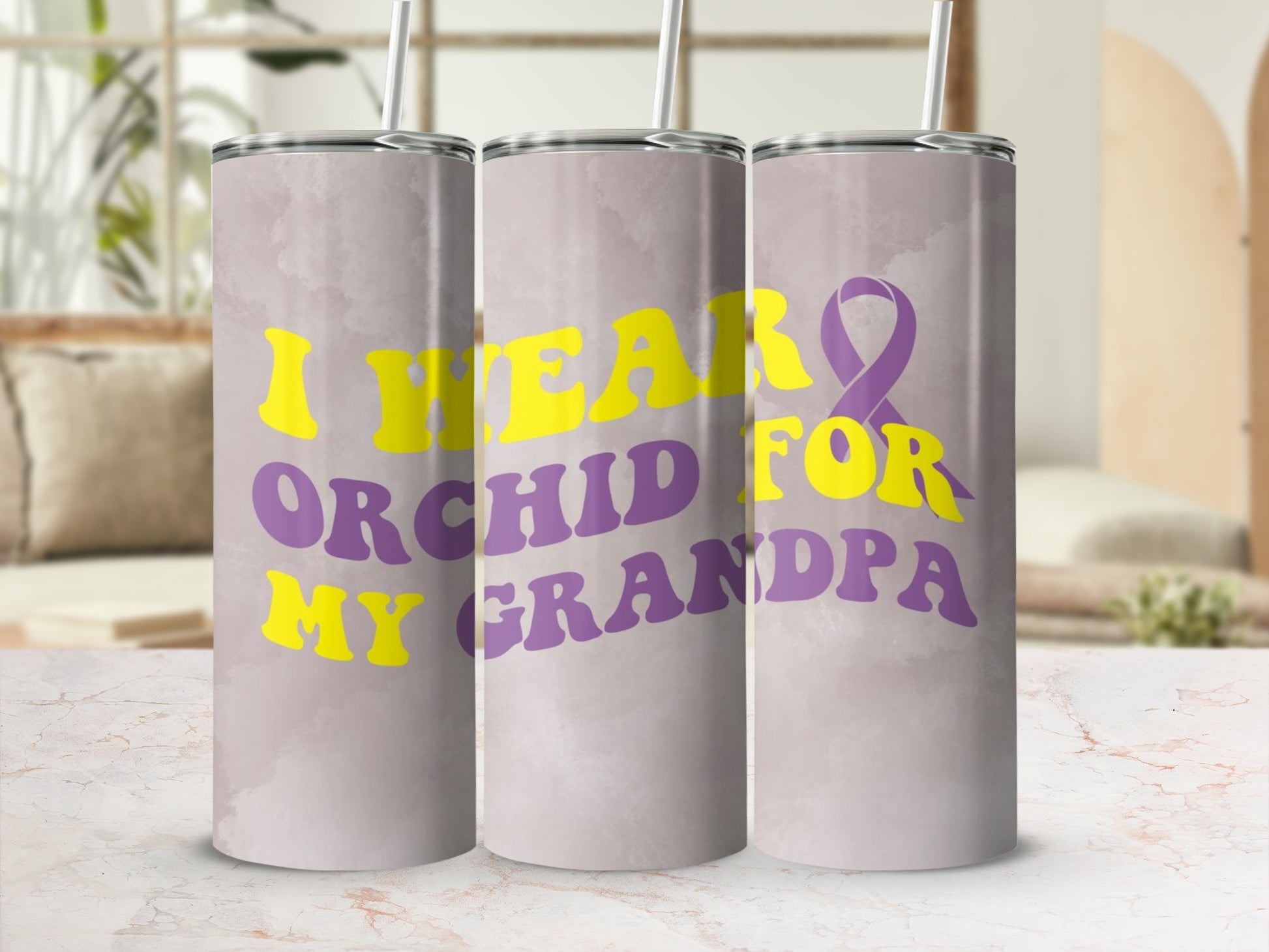 I Wear Orchid For My Grandpa Purple Awareness Tumbler
