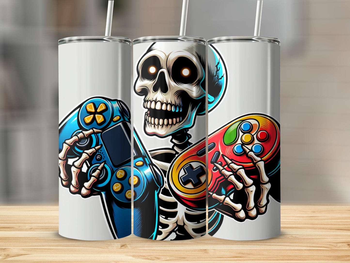 Skull with Game Controllers Tumbler for Gamers