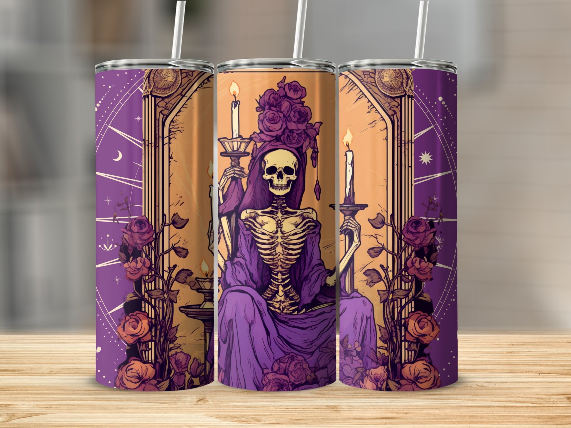 Gothic Skeleton Queen with Candle Tumbler