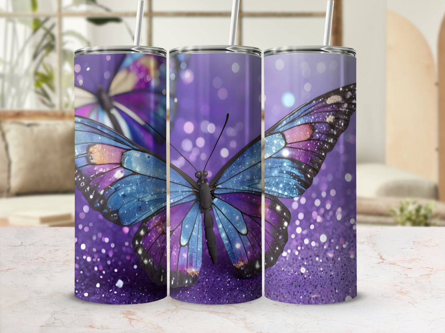 Purple Blue Glitter Butterfly Wings Sparkle Tumbler product type