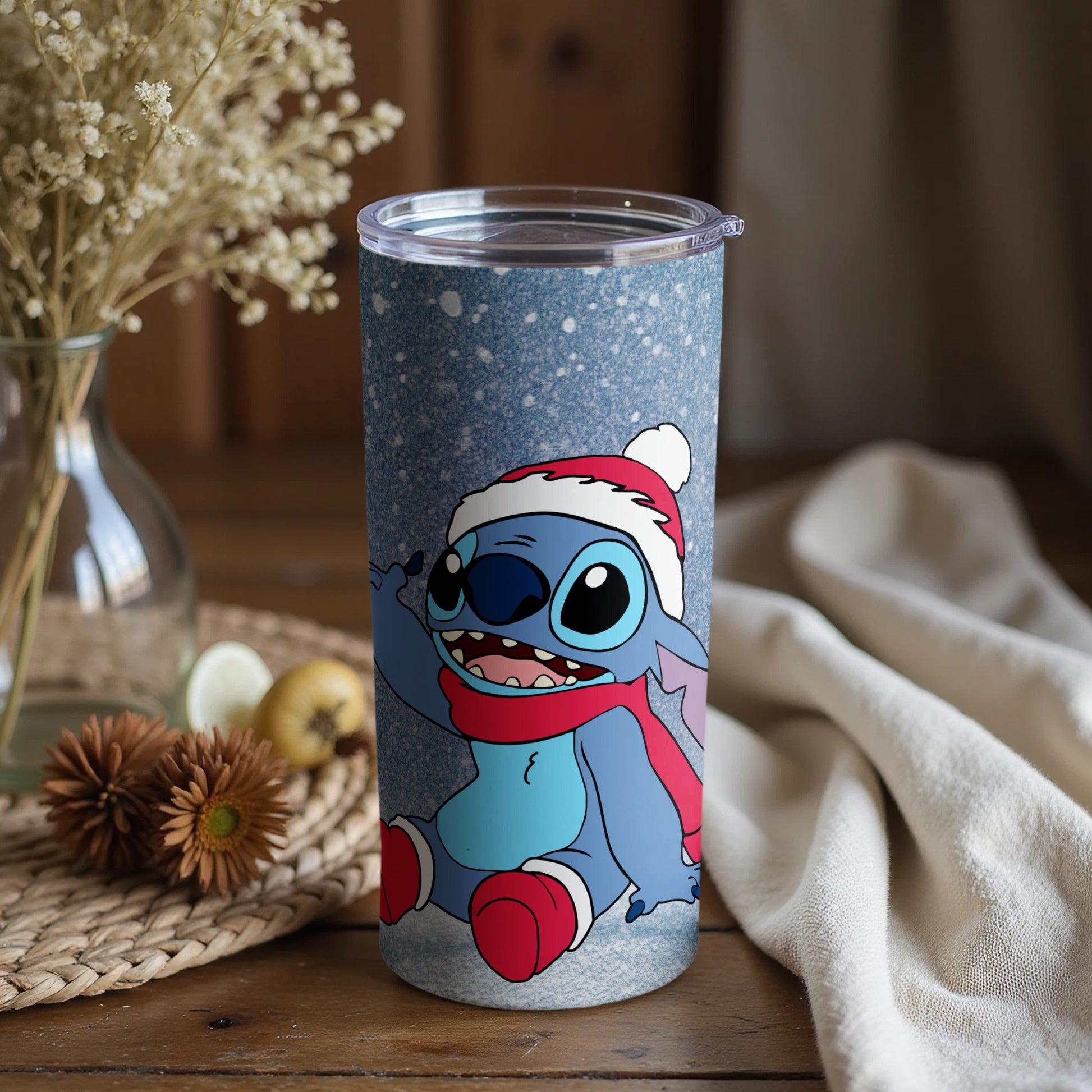 Festive Blue Cartoon Character Themed Tumbler