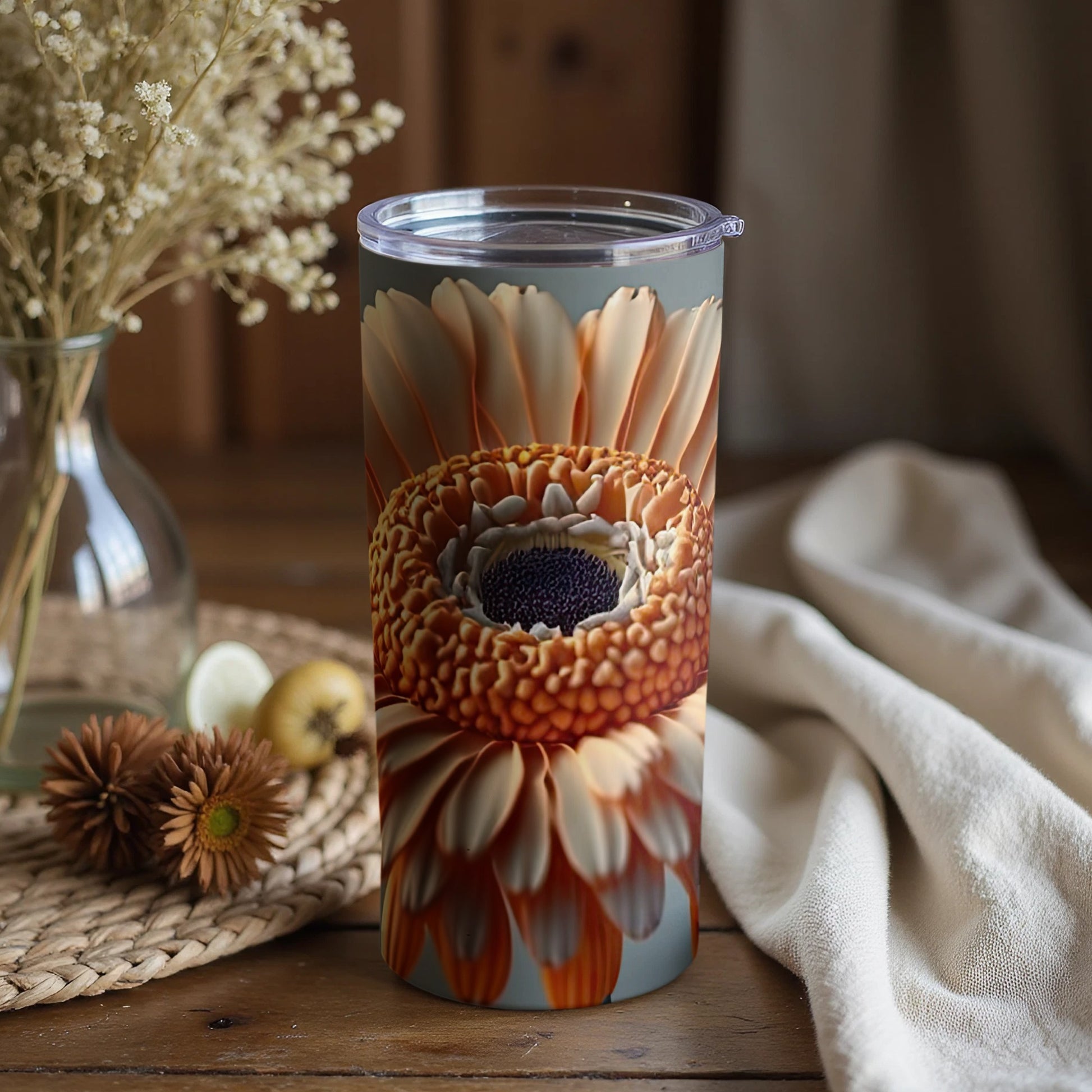 Floral Design Travel Mug with Secure Lid Travel Mug