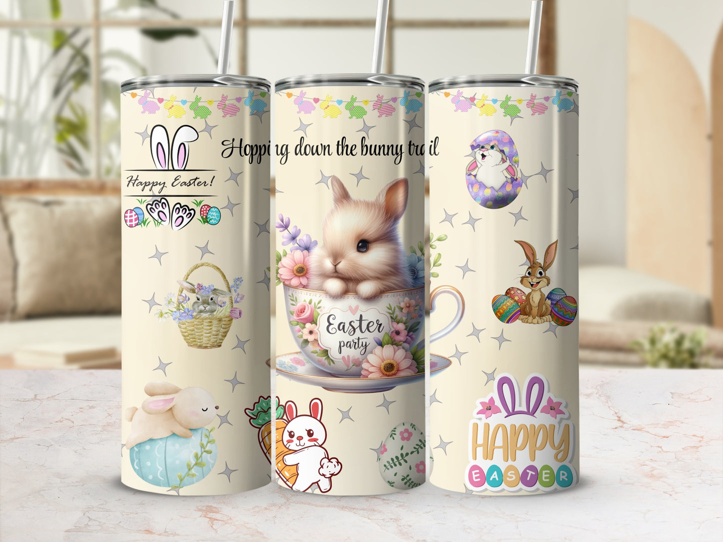 Hopping Down the Bunny Trail Happy Easter tumbler