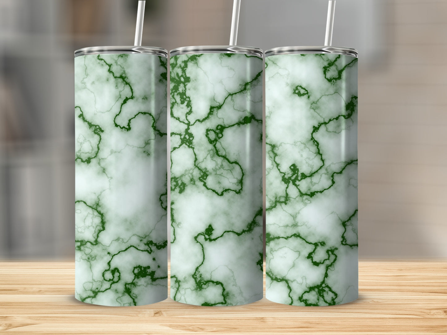 Green Veins Marble Pattern Graphic Design Style Tumblers