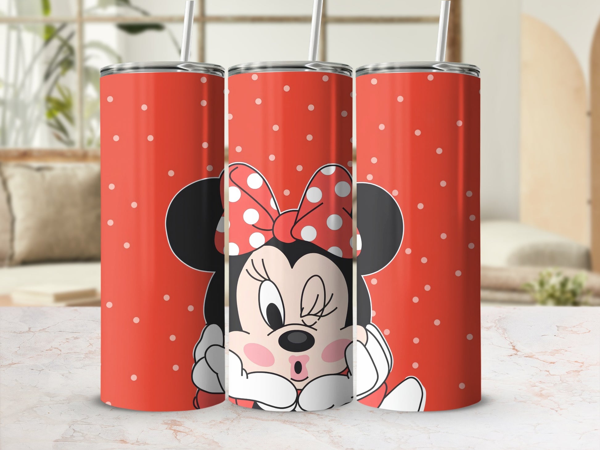Cute Minnie Mouse Red Polka Dot Design Tumbler Product