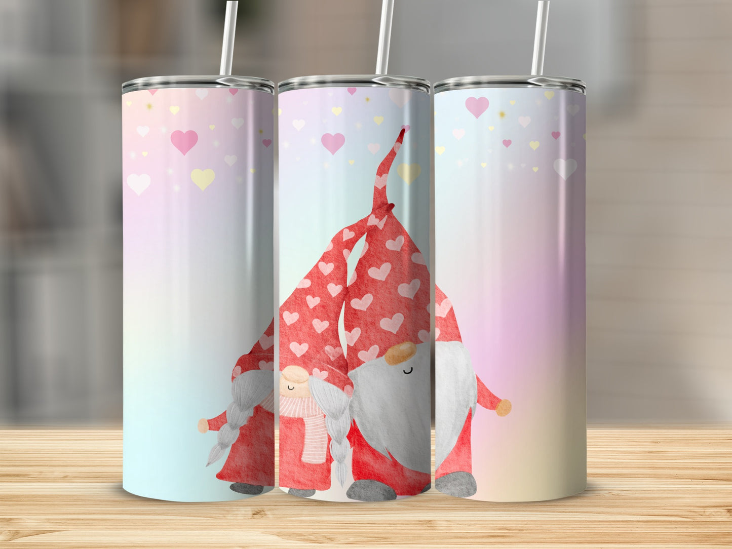 Adorable Gnome Family with Hearts Tumbler Product