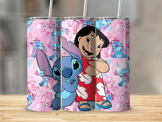Lilo and Stitch Patterned Tumblers with Straws