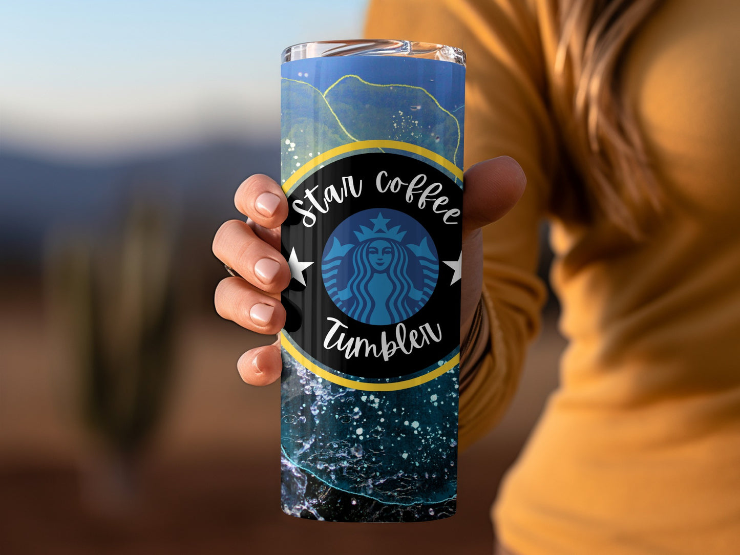 Star Coffee Tumbler with Vibrant Artistic Design
