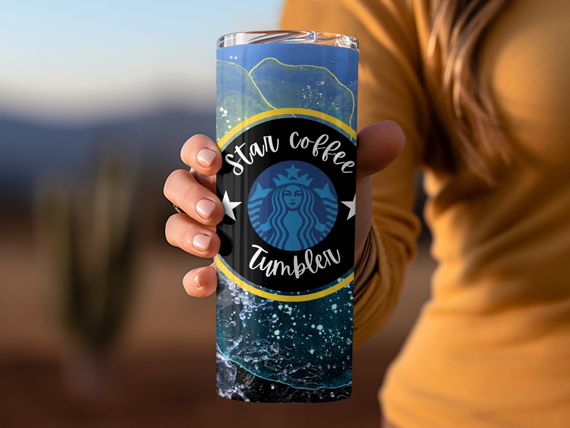 Star Coffee Tumbler with Vibrant Artistic Design