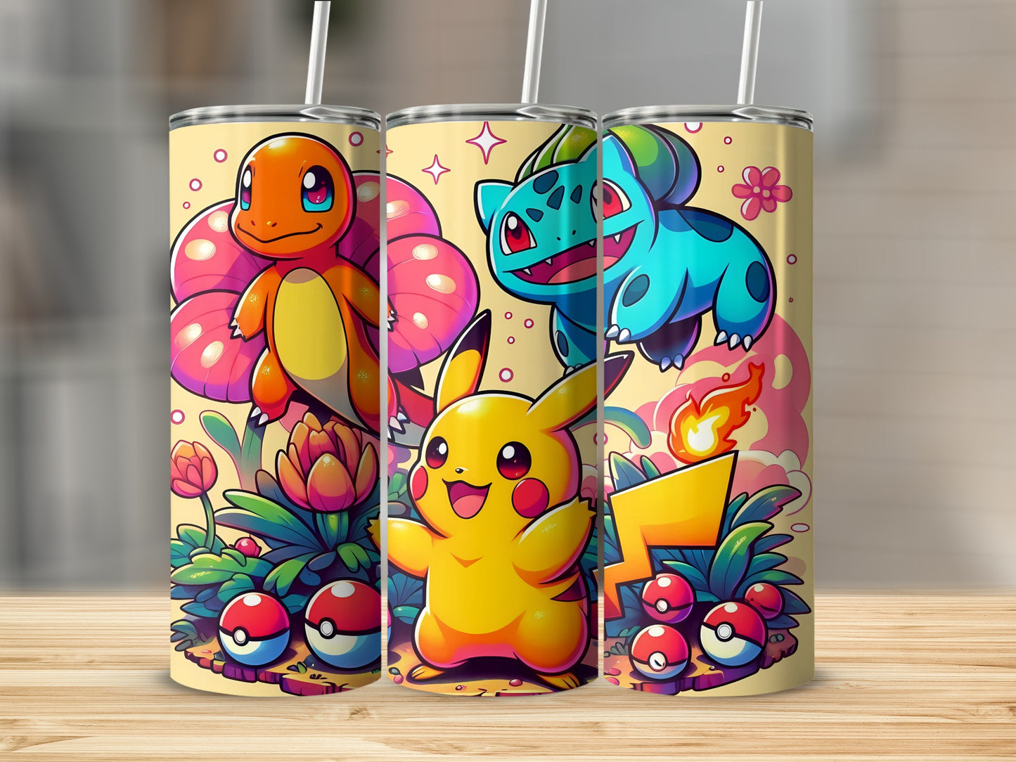 Colorful Cute Cartoon Characters Tumbler Cup Design
