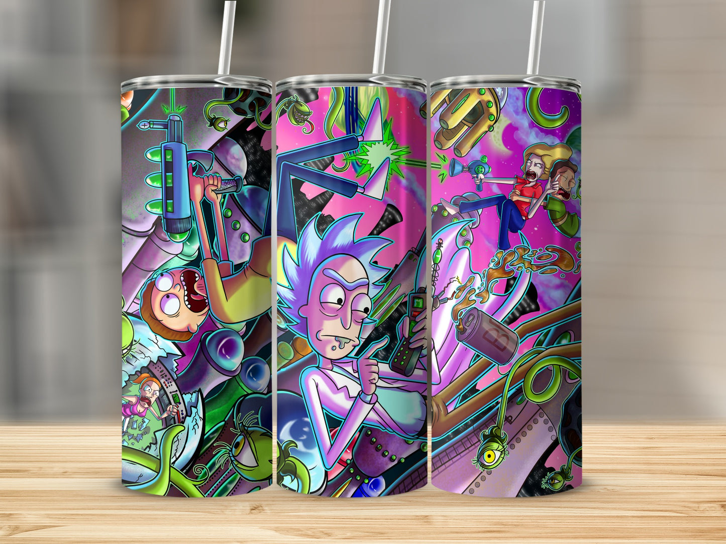 Rick and Morty Themed Stainless Steel Tumblers