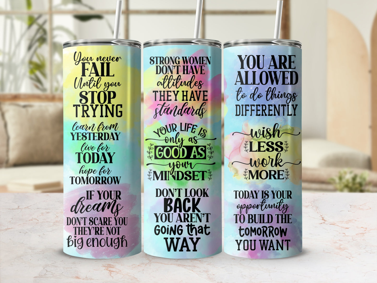 Inspirational Quotes Stainless Steel Tumbler Set