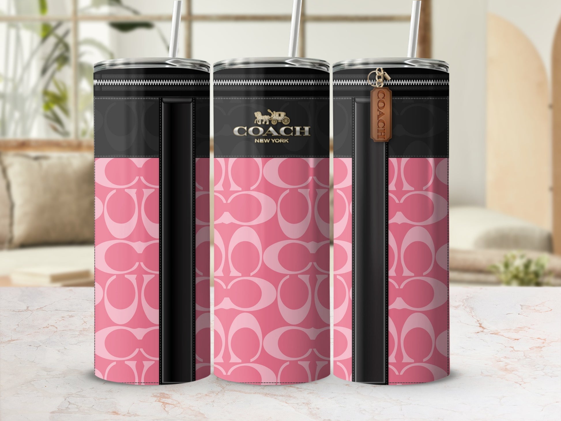 Stylish Coach New York Pink and Black Drink Bottle