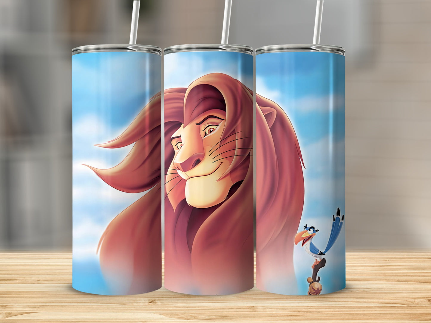 Lion and Bird Blue Sky Art Design Tumbler product