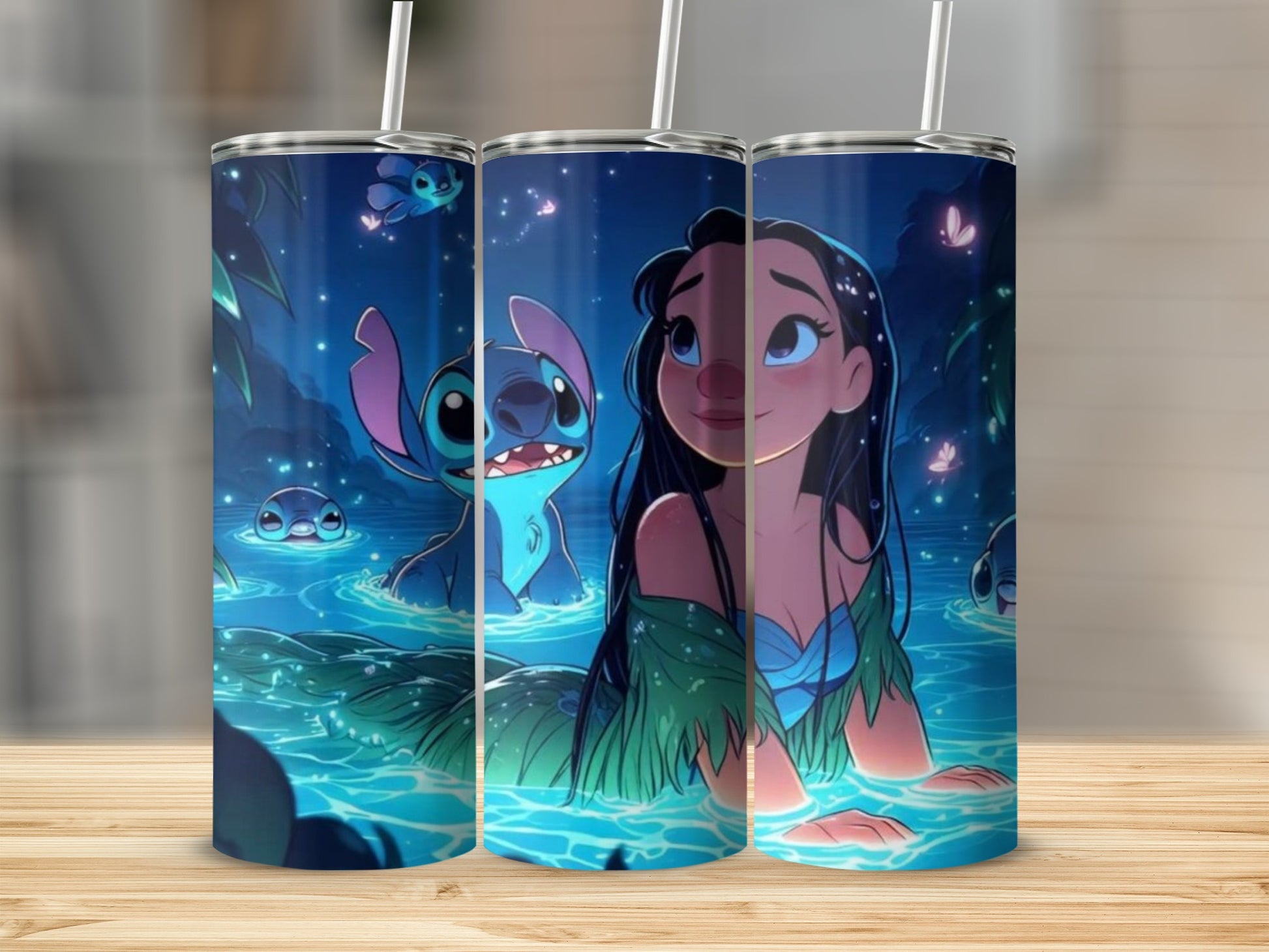 Lilo and Stitch Night Scene Adorable Tumbler Product