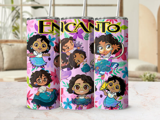 Encanto Characters Colorful Floral Design Tumbler