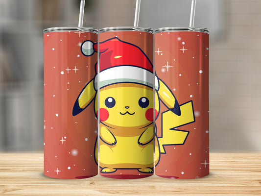 Cute Pikachu with Santa Hat Festive Tumbler Cup