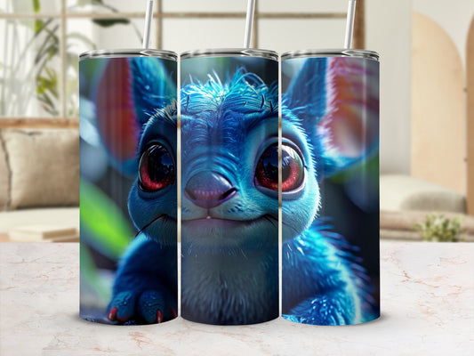 Three tumblers with Stitch from Lilo & Stitch design.
